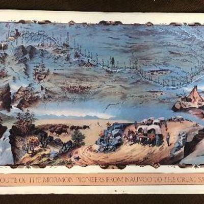 Lot #88 Yard Long Poster of Mormon Route Nauvoo to the Great Salt Lake 