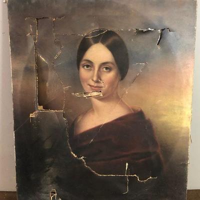 Lot #89 ANTIQUE Painting (Female) 1861 Mrs. Theodoria H. Shane