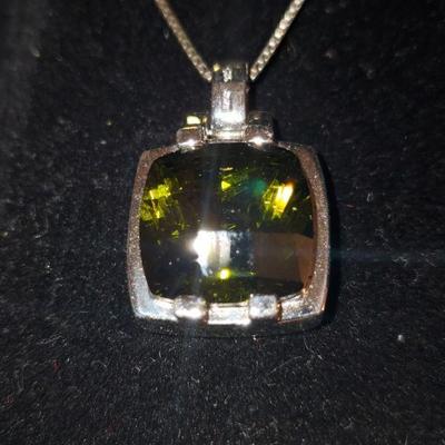 Sterlimg Silver Large Stone Necklace 