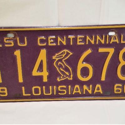 Lot #5  LSU Centennial License Plate - dated 1960