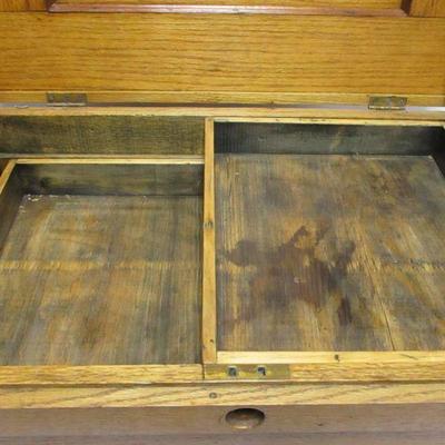 Lot 41 - Wooden Storage Box With Sliding Shelves