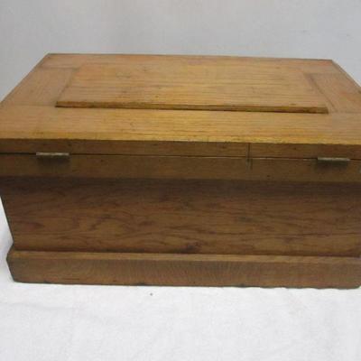 Lot 41 - Wooden Storage Box With Sliding Shelves