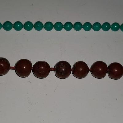 Glass Beads Teal and Brown