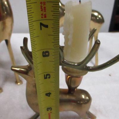 Lot 75 - Brass Reindeer Candle Holders 