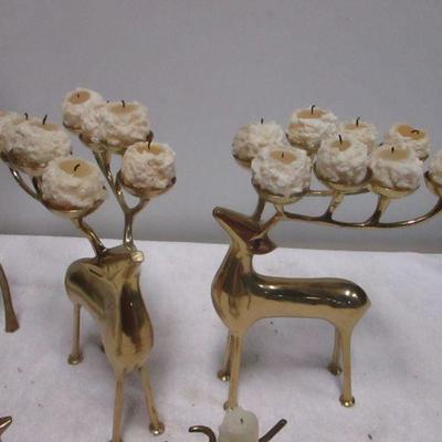 Lot 75 - Brass Reindeer Candle Holders 