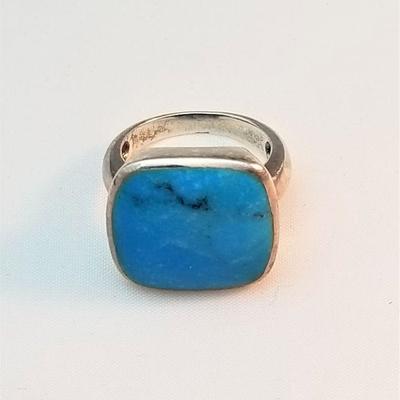 Lot #21  Sterling Silver and Turquoise Ring