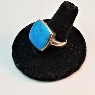 Lot #21  Sterling Silver and Turquoise Ring