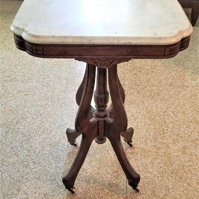 Lot #25  Sweet Antique Victorian Parlor Table - Marble Top