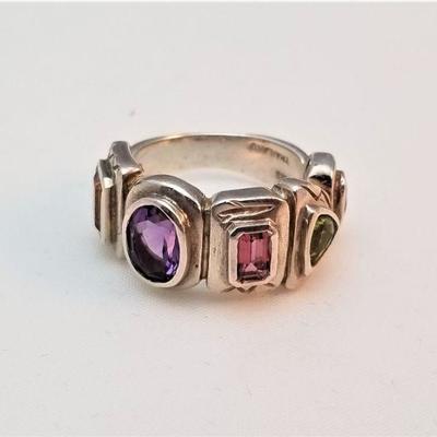 Lot #32  Seiden Gang Modernistic Sterling Silver Ring set with semi-previous stones