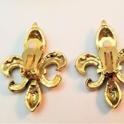 Lot #35  Pair of vintage Graziano clip-on earrings - Fleur di Lis