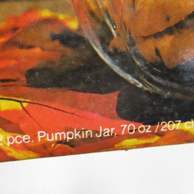 Lot 78 - 2 Piece Anchor Hocking Pumpkin Jar & Halloween Dip Bowl w/ Spreader