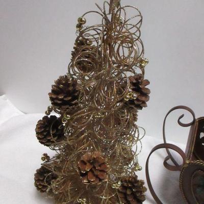 Lot 84 - Christmas Items - Tree - Snow Birds - Sleigh