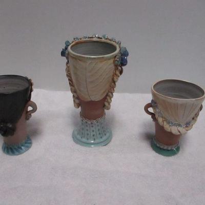 Lot 89 - Folk Art Face Pottery Handmade