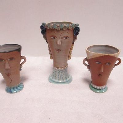 Lot 89 - Folk Art Face Pottery Handmade