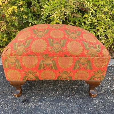 Patriotic Eagle Print Footstool Ottoman, red & gold