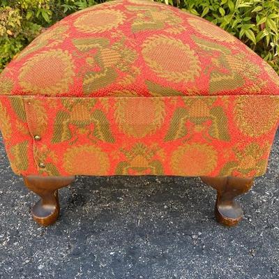 Patriotic Eagle Print Footstool Ottoman, red & gold
