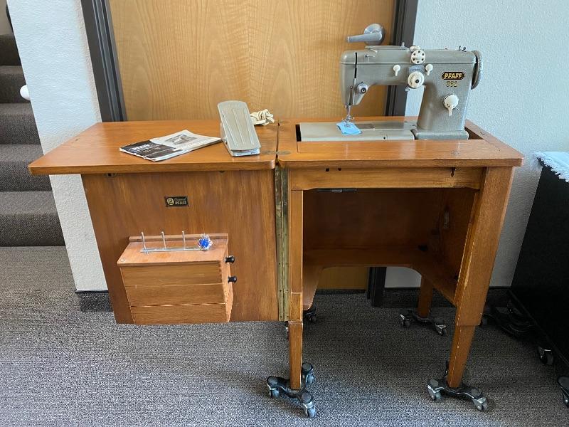 Vintage Pfaff 332 Sewing Machine with Sewing Cabinet | EstateSales.org