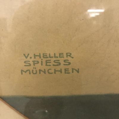 Period Art Deco Print in Period frame Van Heller Spiess Munchen