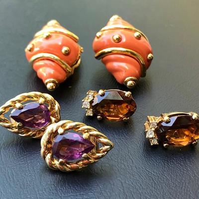 2 Pairs of Christian Dior Earrings and Pair of Kenneth Lane Earrings