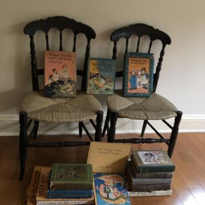 Lot 8 - Pair of Kids Chairs & Vintage Kids Books