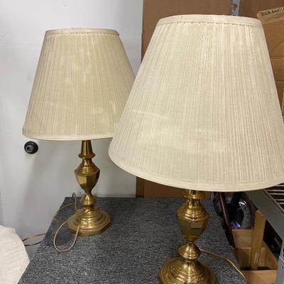 Matching Pair of Brass Table Lamps