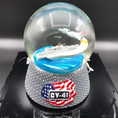 USS MIDWAY MUSICAL WATERGLOBE, Jet themed CV-41 Snow globe, NOT A CHILD'S TOY