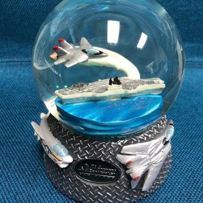 USS MIDWAY MUSICAL WATERGLOBE, Jet themed CV-41 Snow globe, NOT A CHILD'S TOY