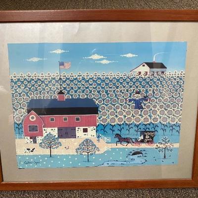 Framed Colleen Sgroi Amish Sunflower Farm Print