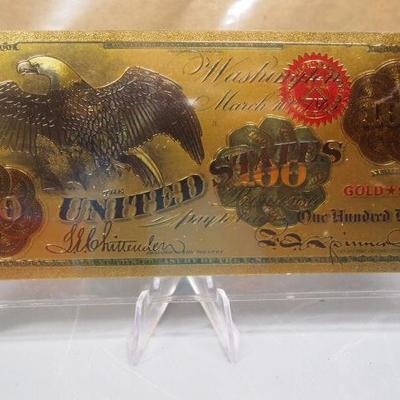 Gold 100.00 Dollar Bill     01