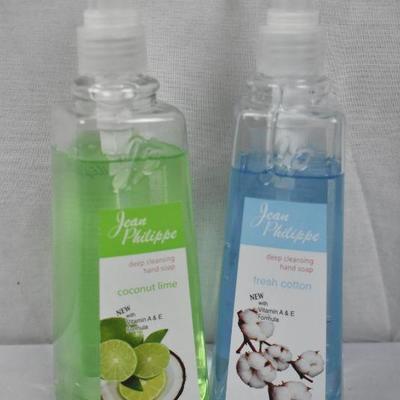 3 Bottles of Hand Soap by Jean Philippe Coconut Lime, Fresh Cotton, 14oz/ea- New
