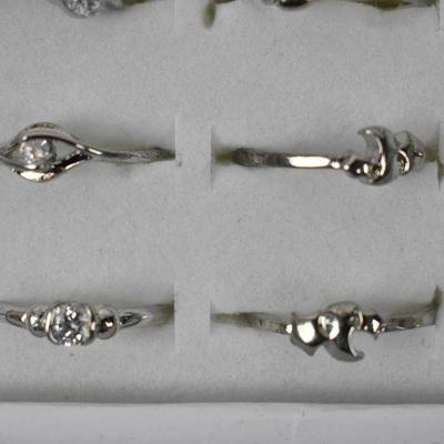 100 Costume Jewelry Rings, Sizes 4.5-9 - New