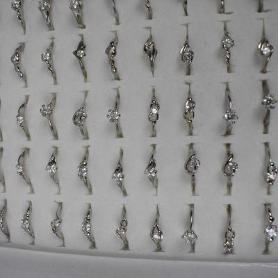 100 Costume Jewelry Rings, Sizes 4.5-9 - New