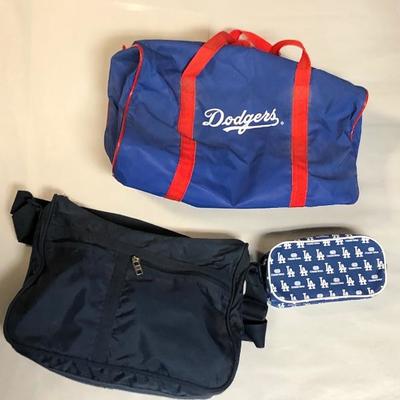 Los Angeles Dodgers Gym Bag, Small Zipper Pouch and a Solid Black Zipper tote