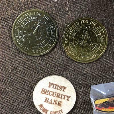 #179 Boy Scout Pins and coins 