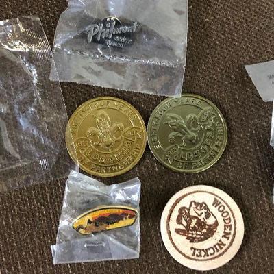 #179 Boy Scout Pins and coins 