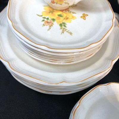 Sold Individually Floral Dinner Plates Vintage Sangostone BUTTERFLY Stoneware Dinner Plates