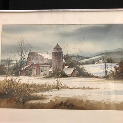 Lot 63 - Alderdice Winter Farm Watercolor