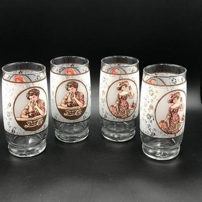 Set of 4 Victorian Image Coca Cola Drinking Glasses
