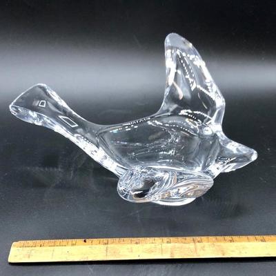 Clear Blown Glass Bird Shaped Trinket Bowl