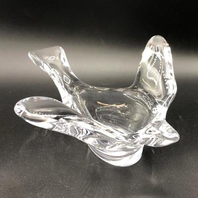 Clear Blown Glass Bird Shaped Trinket Bowl