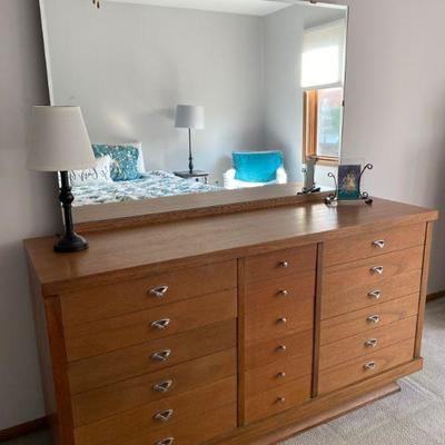 Mid-century Modern Dresser with Mirror and Chest of Drawers