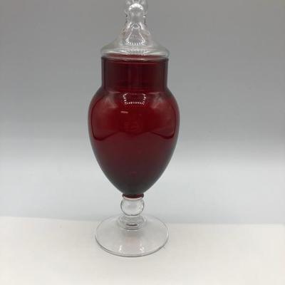 Cranberry Red Pedestal Apothecary Candy Jar