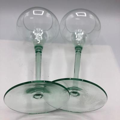 Pale Green Glass Goblet Style Candle Holders