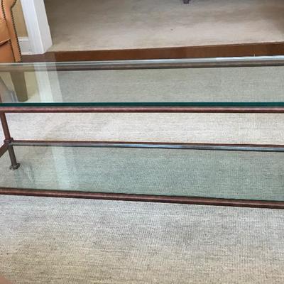 Lot #4 Two Tier Iron and Glass Coffee Table 