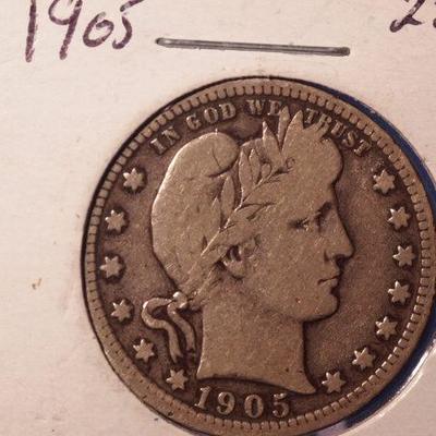 1905 P Barber Silver Quarter 67