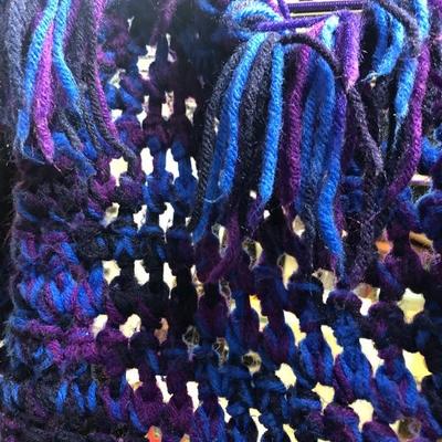 Large Blue Purple Black Crochet Blanket