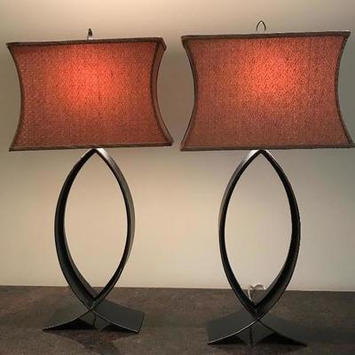 Lot #11 Pair of Metal Sculpture Table Lamps