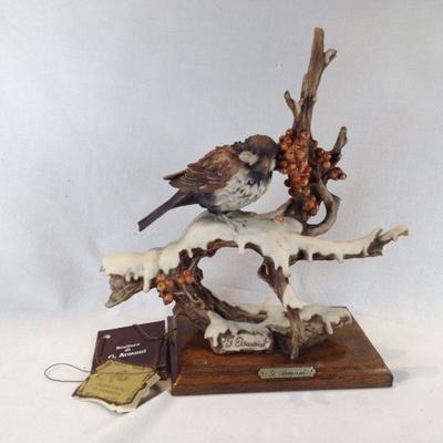 Porcelain Brown Bird with Berries