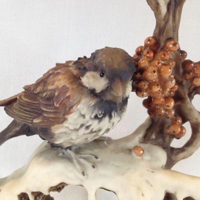 Porcelain Brown Bird with Berries