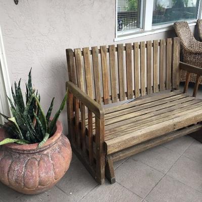 solid wood glider bench swing